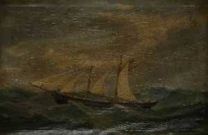 Schooner 'Arthur' Dismasted and Sailing on the Atlantic