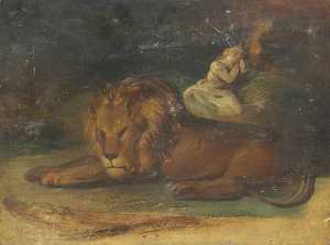 Lion and a Female Figure
