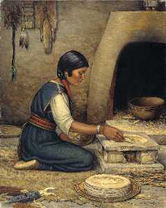 Hopi Woman Making Piki