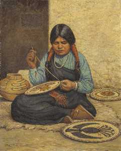 Hopi Woman Weaving Plaques