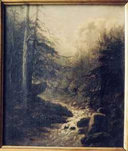 (Woodland Brook Flowing over Boulders), (painting)