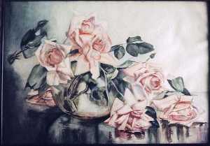 (Glass Bowl with Roses), (painting)