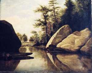 (Landscape with Stream and Boulders), (painting)
