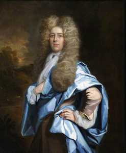 porträt von eine unbekannt mann in ein Blau Deckmantel