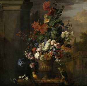 A Stone Vase of Flowers