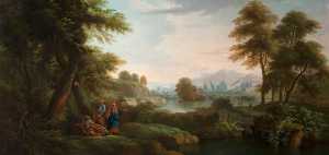 Classical Landscape with Trees and a Lake