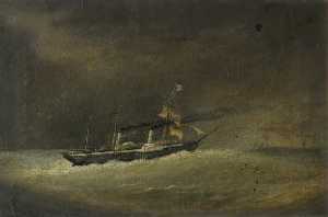 A P O Paddle Steamer Running Before a Gale
