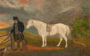 Bailie Robb Skirling with a White Horse