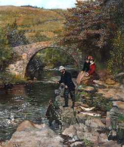 Madame Patti Watching Nicolini Landing a Salmon, Pont Pantysgallog