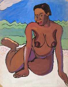 Seated Female Nude in Landscape