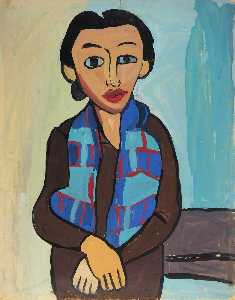 Woman with Plaid Scarf