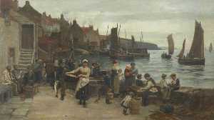 Fifeshire Harbour with Fisherfolk
