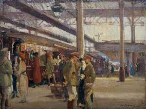First Study for 'The Staff Train at Charing Cross Station'