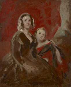 Portrait Study of a Lady and Child in an Interior