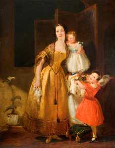 Frau Klo Prescott Ritter und ihre kinder