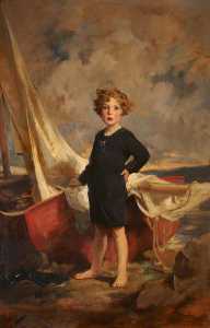 Lady Mairi Stewart (1921–2009), Later Lady Mairi Bury, as a Little Girl, with a Boat