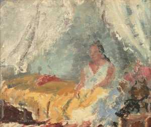 Woman Sitting on a Bed