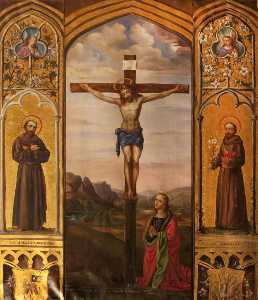 Triptych with Christ Crucified with Saint Mary Magdalen and Saints Francis and Anthony of Padua (after Pietro Perugino)