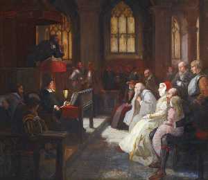 约翰·诺克斯 讲道 在 圣吉尔斯 大教堂 一个 集合 包括  玛丽 , 女王 苏格兰 和别的 高贵 人物