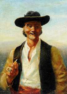 porträt von einem mann mit ein Rohr- und ein Hut