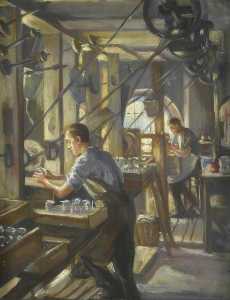 Whitefriars Glass Works, Cutting Shop, Using Belt Driven Lathes