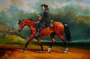 约翰·卫斯理 ( 1703–1791 ) , 骑马 一匹马 同时  阅读 a  书