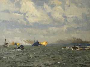 HMS 'Rodney' and 'Warspite' Firing on Shore Targets, 6 June 1944