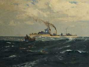 A Destroyer Picking up Submarine Survivors