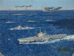 War in Pictures An Aircraft Carrier, A Cruiser and Three Destroyers