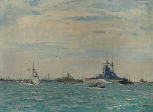 HMS 'Rodney' Steaming through the Anchorage, 6 June 1944