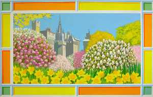Cardiff Castle with Daffodils