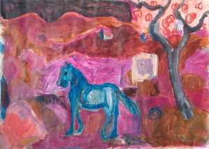 Horse in an Andalusian Landscape II (diptych, right panel)
