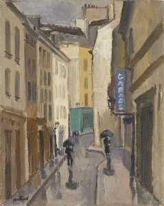 La rue du Rocher à Paris sous la pluie