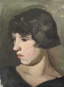 Portrait of a Girl with Dark Hair in Semi Profile