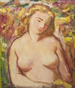 Nude with Golden Hair Holding a Letter