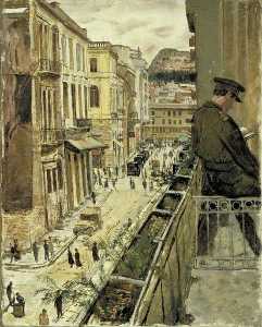 A Scene in Athens from the British Officers' Hotel Cosmopolitan