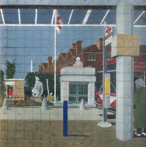 Treatment in Minors, Departure from Main Entrance, 2003 (a set of 7 progress paintings, panel 4 of 7)