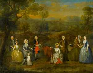 ‘Syllabub straight from the Cow’ (The Russell and Revett Families in a Landscape)