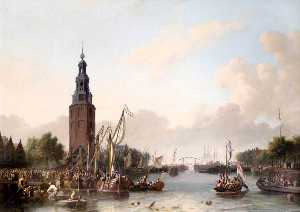 兵士 の オランダ語 東 インド 会社 乗船 で モンテルバン タワー , アムステルダム