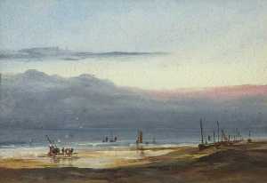 Beach with Boats and Figures
