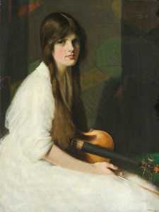 Phyllis with a Violin (Phyllis Allan, Later Lady Langley Taylor)