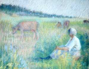 (Woman Sitting in a Field), (painting)