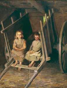 Two Children in a Cart, (painting)