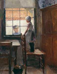 Boy and Girl at Window, (painting)