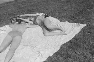 Woman in Bikini with Radio, Central Park