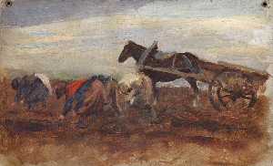Field Workers with Horse and Cart