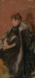 Seated Girl in a Fur Trimmed Cape with Crossed Hands