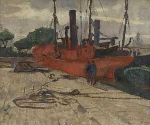 naves rojas a La Rochelle , Francia