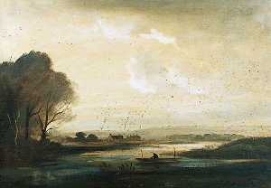 River Landscape with a Boat