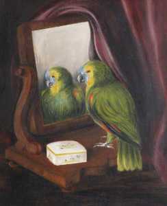 Miss Chichester's Parrot, 'Polly', in front of a Mirror
